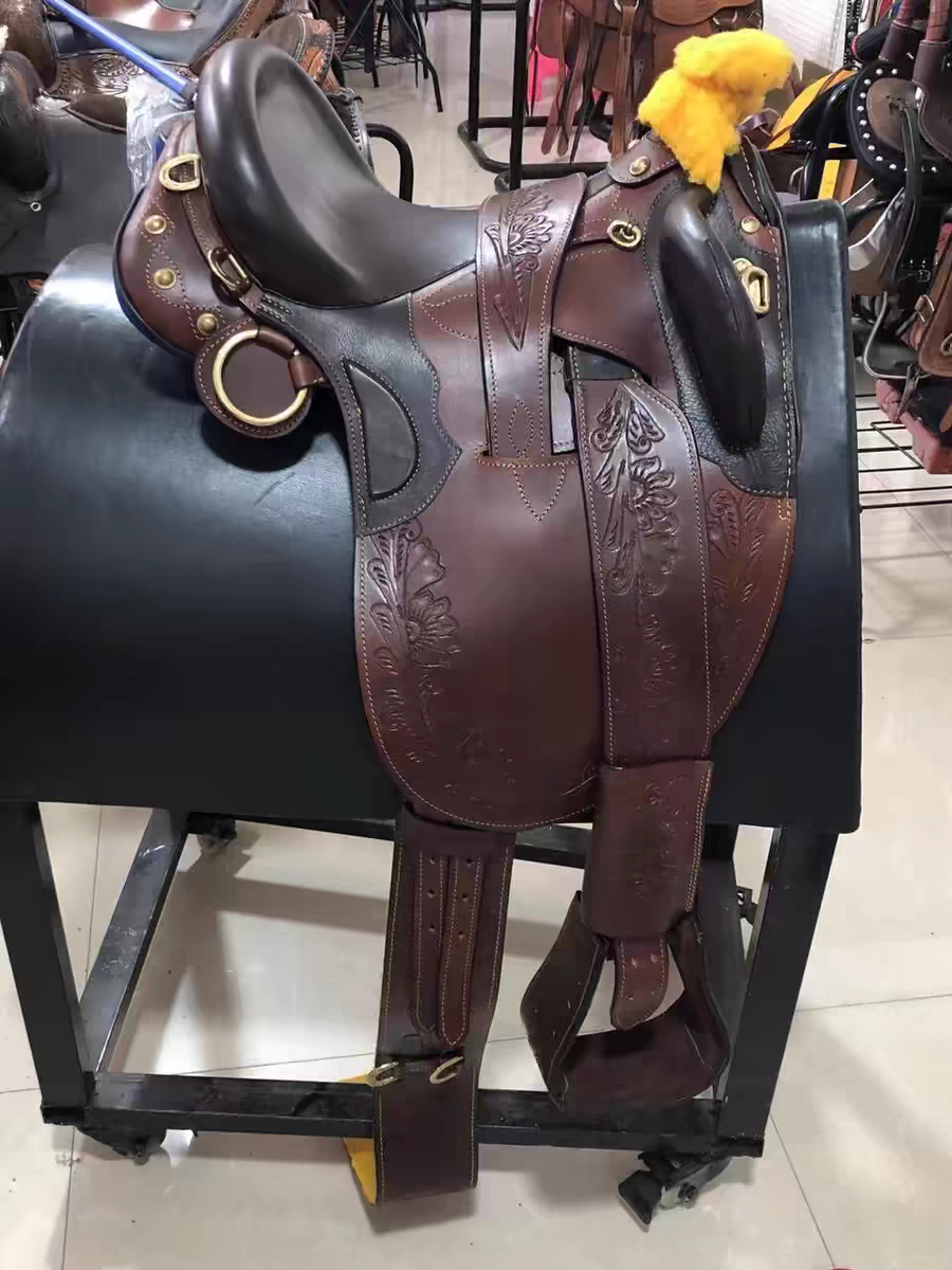 Jingqi 2024 new American -style western saddle -riding horse -ups, pure cowhide saddle, horse saddle full set