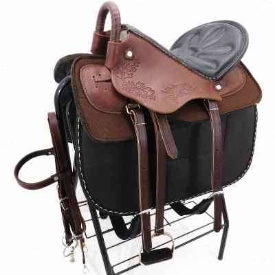 A saddle-stamped pony with a full set of ox-skin-pistols