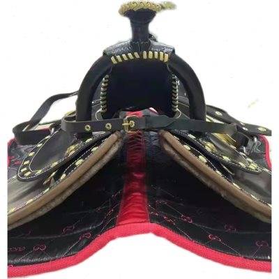 Horse saddles full of saddle cushions
