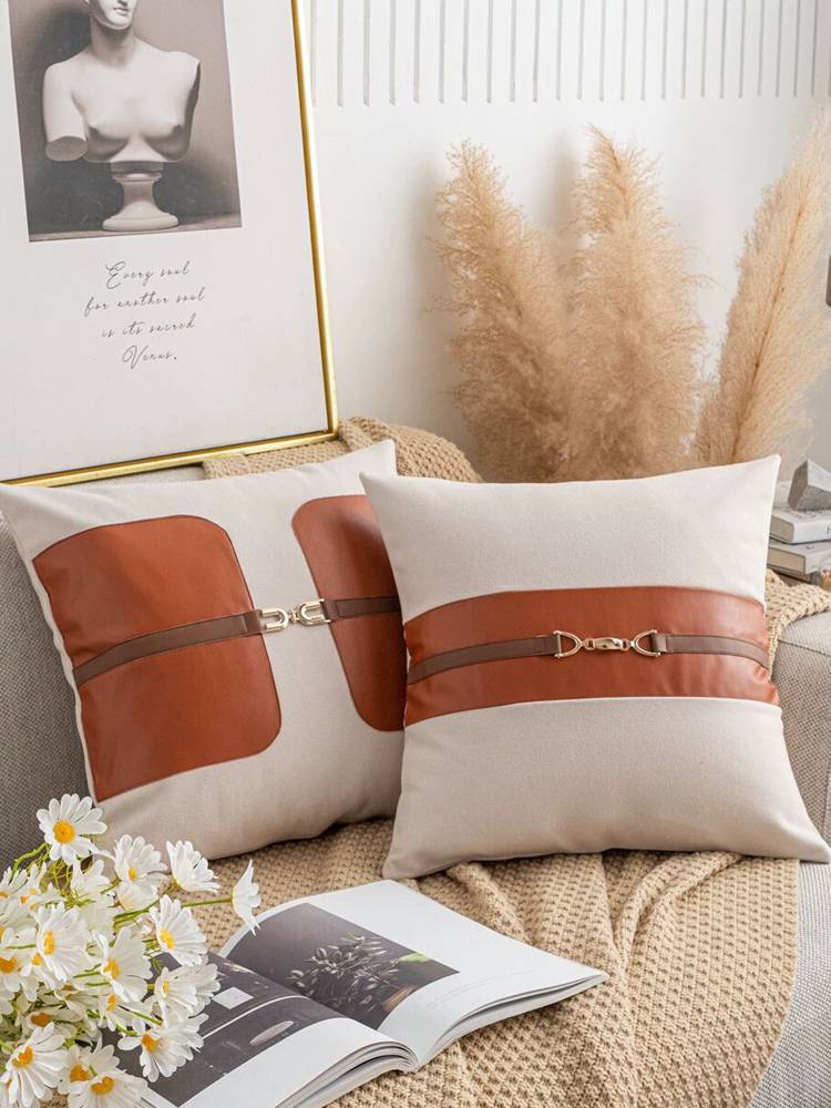 New European and American light luxury INS wind creative imitation leather saddle horse head sofa pillow pillow pillow pillow double -sided cushion