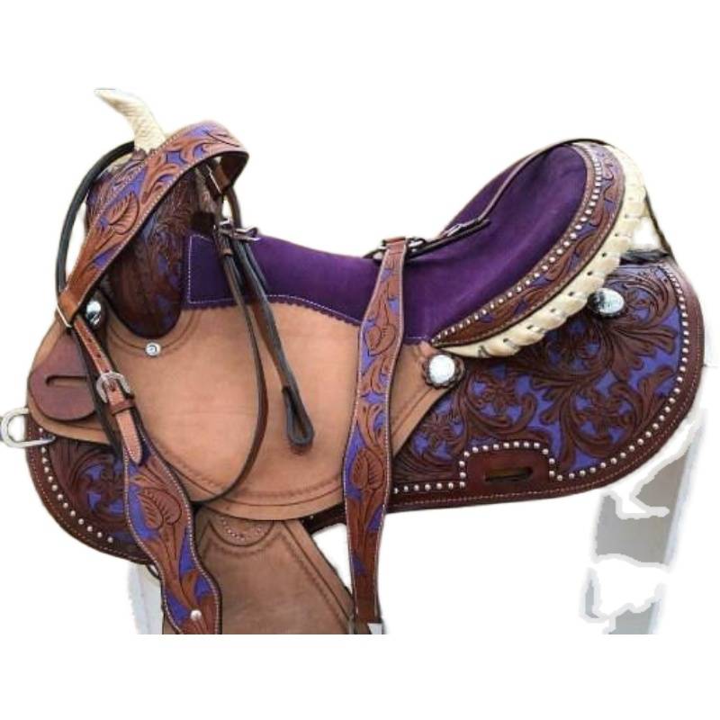 Saddle㊣ American purchasing handicrafts fascinating flower pattern equestrian sports brown leather western saddle cushion