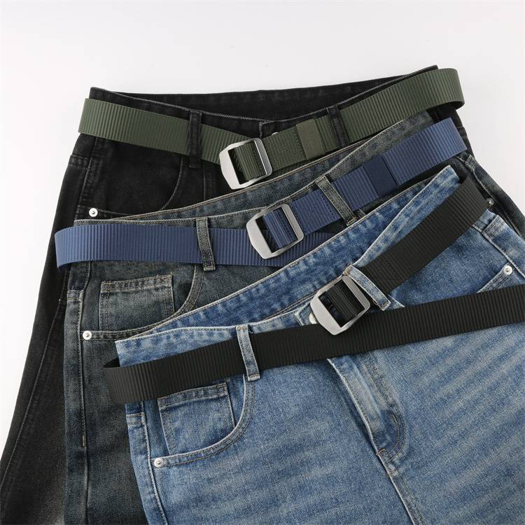 Voguo Relay stainless steel leader canvas belt pure color outdoor weaving men's and women's same models