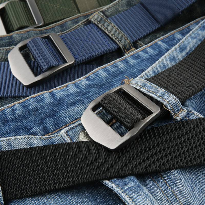 Voguo Relay stainless steel leader canvas belt pure color outdoor weaving men's and women's same models