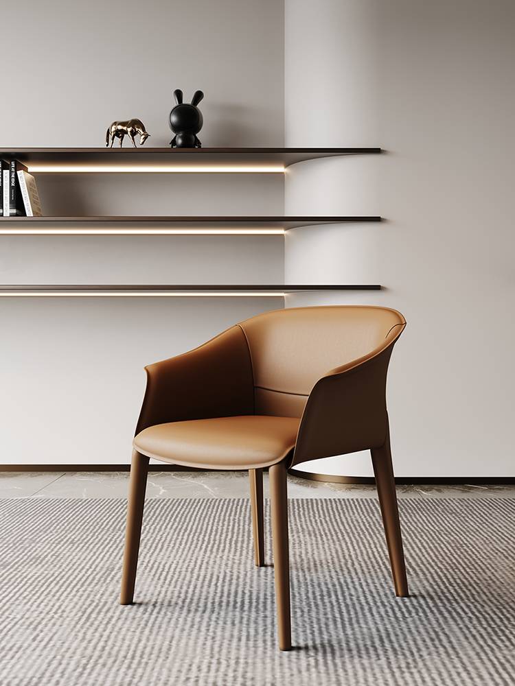 The saddle-covered chair home uses a modern, simple tea chair, a light luxurious armchair, a very simple designer's library chair