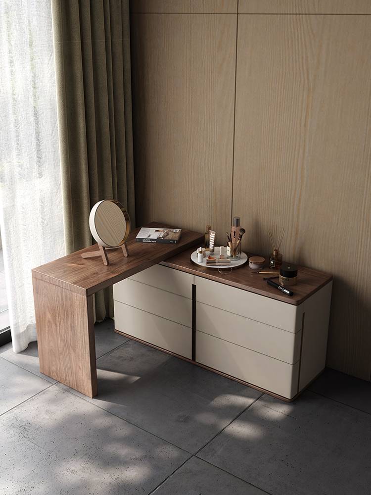 Damning table multifunctional mini -small apartment Nordic Solid Trojan cream all -in -one creamy wind can retractable makeup table