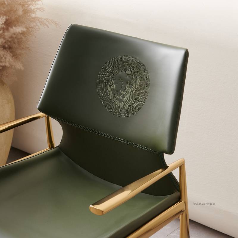 A very simple, modern, small-house-sized, back-to-back-designer's hotel chair in a light luxurious dining chair