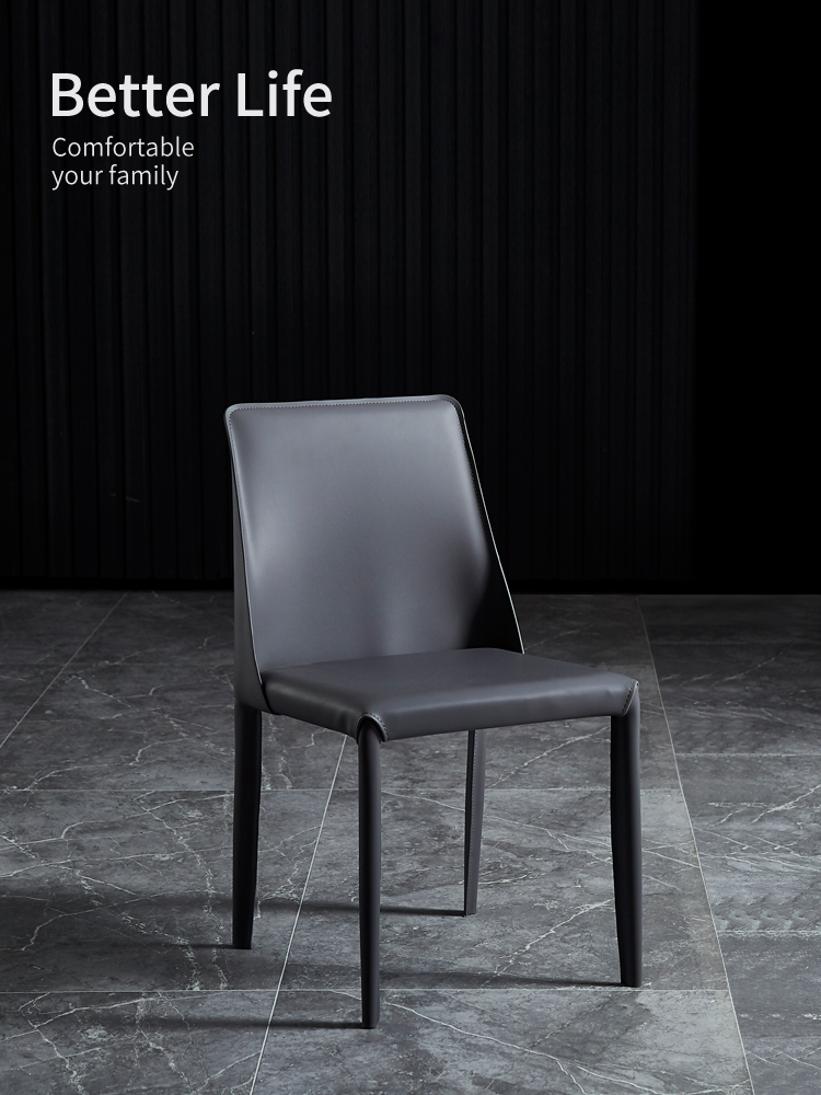 Minimal Light luxury Nordic saddle leather dining chair home chair Modern minimalist restaurant back designer dining table and chair