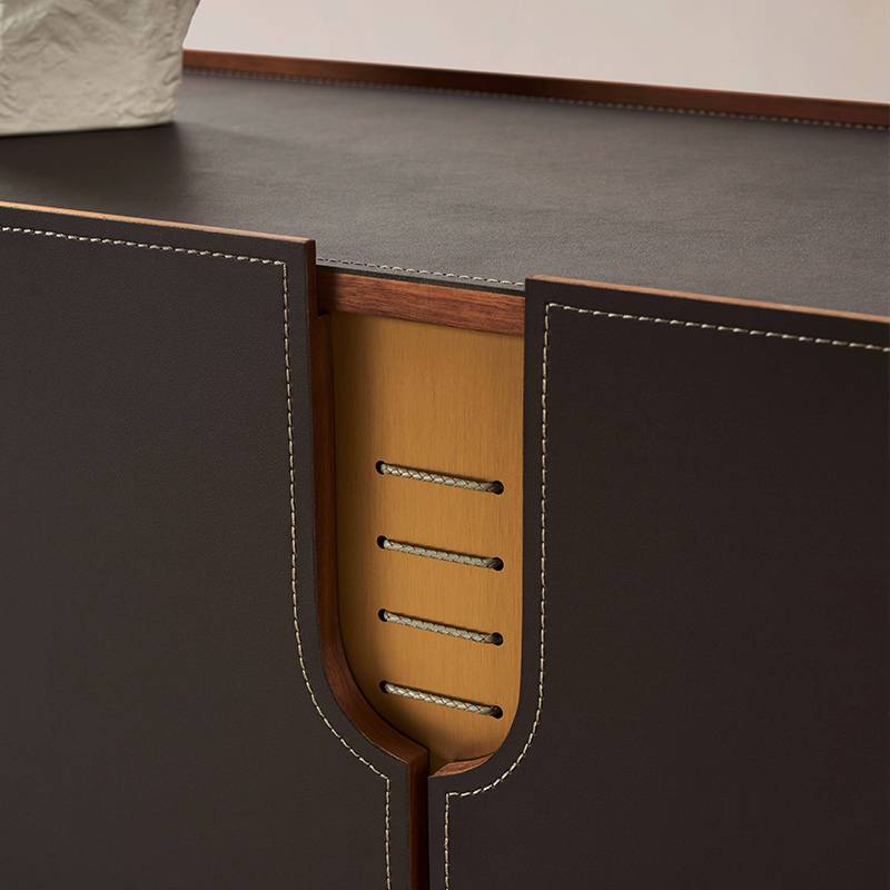 Italian light luxury saddle leather TV cabinet 2023 New living room floor cabinet modern minimalist and high -level designer furniture
