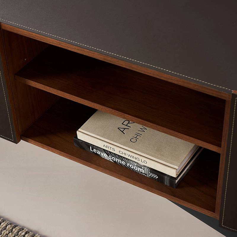 Italian light luxury saddle leather TV cabinet 2023 New living room floor cabinet modern minimalist and high -level designer furniture