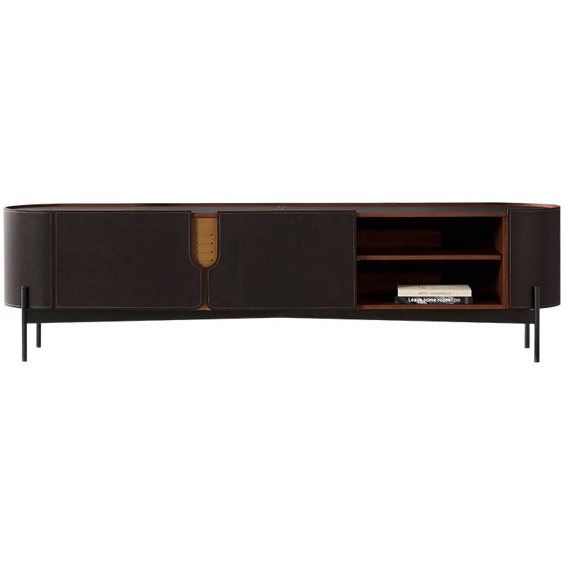 Italian light luxury saddle leather TV cabinet 2023 New living room floor cabinet modern minimalist and high -level designer furniture