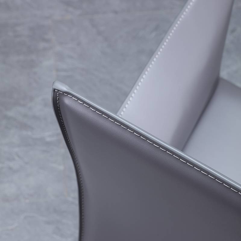 Nordic saddle leather dining chair home modern minimalist light luxury stool back to negotiate chair with armrest designer chair