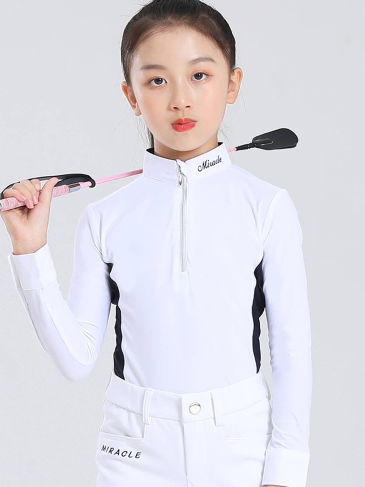Children's riding a long -sleeved horsesy horses T -shirt T -shirt long -sleeved white riding training POLO shirt service