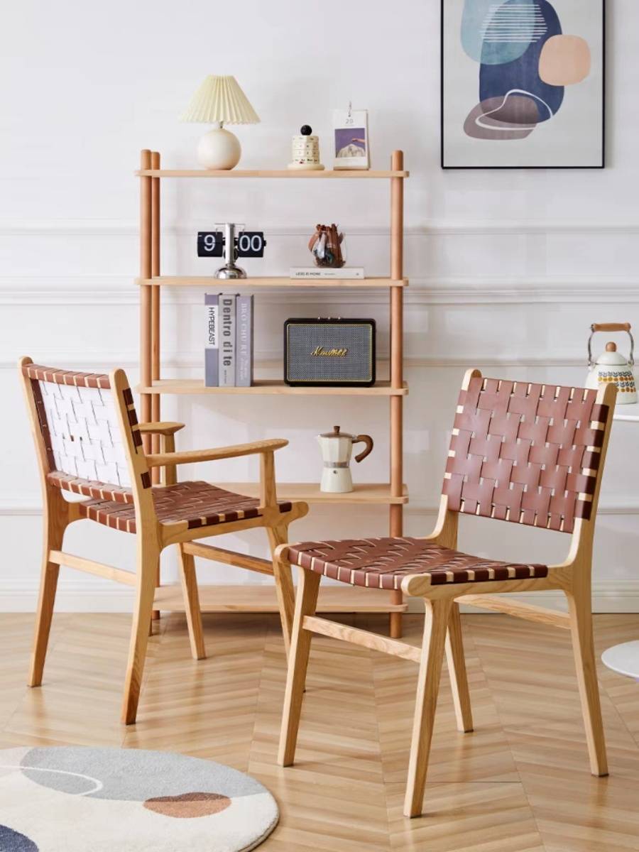 Nordic minimalist modern saddling dining chair home back real wood chair restaurant coffee shop saddling chair