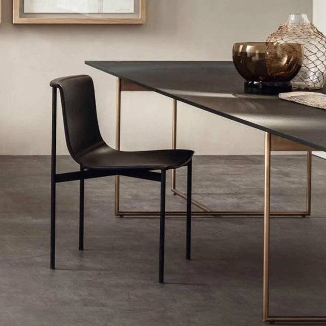 Nordic saddle leather dining chair modern minimalist domestic stainless steel shelf chair designer book chair office chair negotiation chair