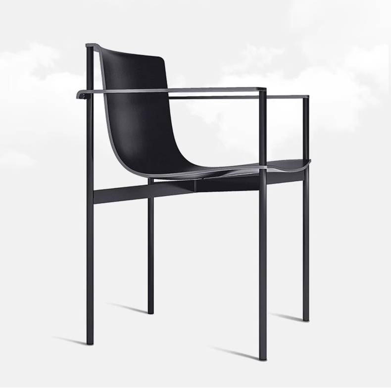 Nordic saddle leather dining chair modern minimalist domestic stainless steel shelf chair designer book chair office chair negotiation chair