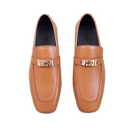 Hermes/Hermes men's business casual men's shoes Kelly deduction letters low heels, Lefu shoes leather shoes