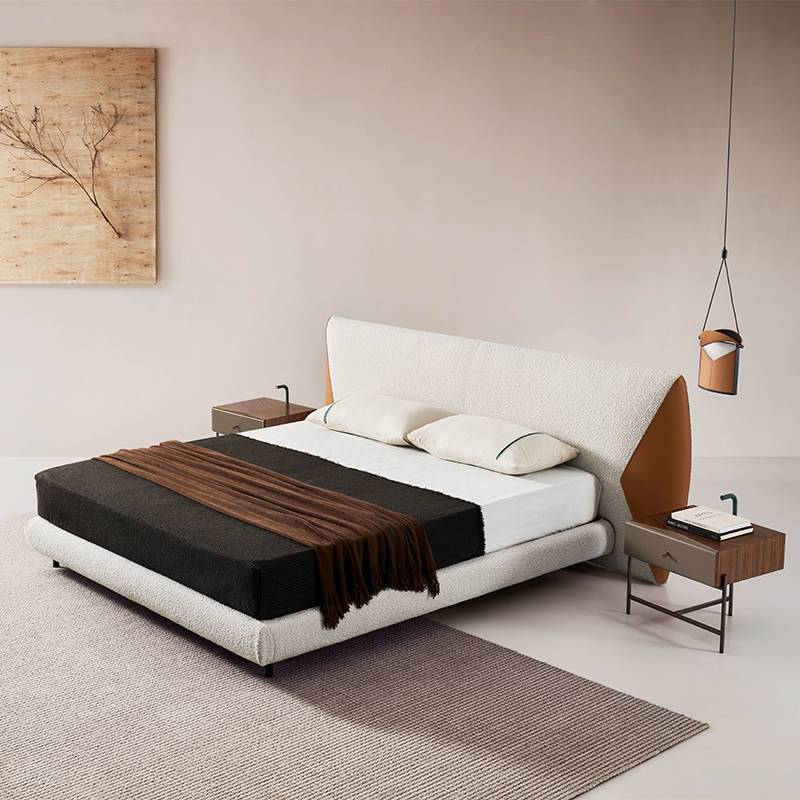 Sites minimal bedside cabinet designer light luxury bedroom high -end stainless steel saddle leather storage bedside cabinet