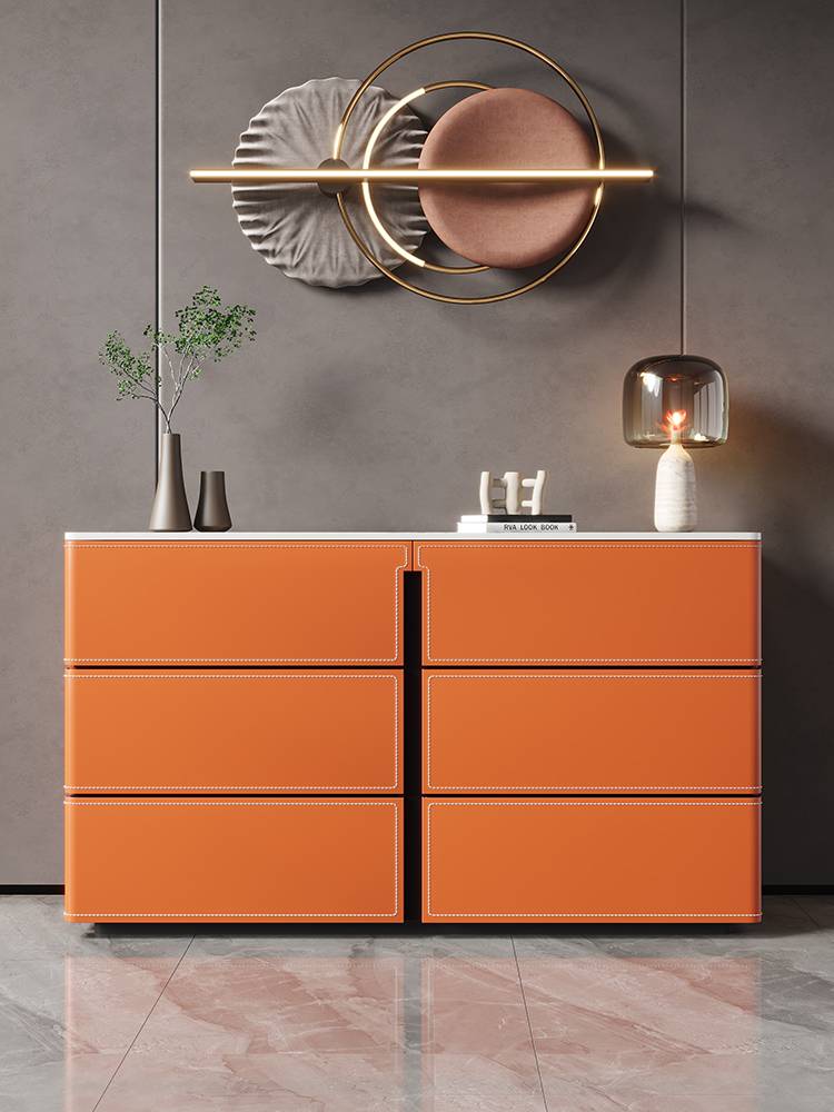A modern, simple collection of stock from the luxurious saddle plaque cabinet to the dining cabinet at the wall