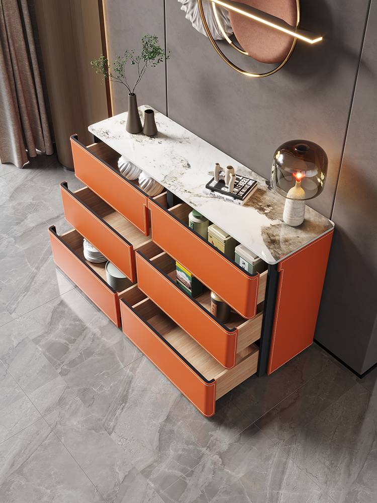 A modern, simple collection of stock from the luxurious saddle plaque cabinet to the dining cabinet at the wall