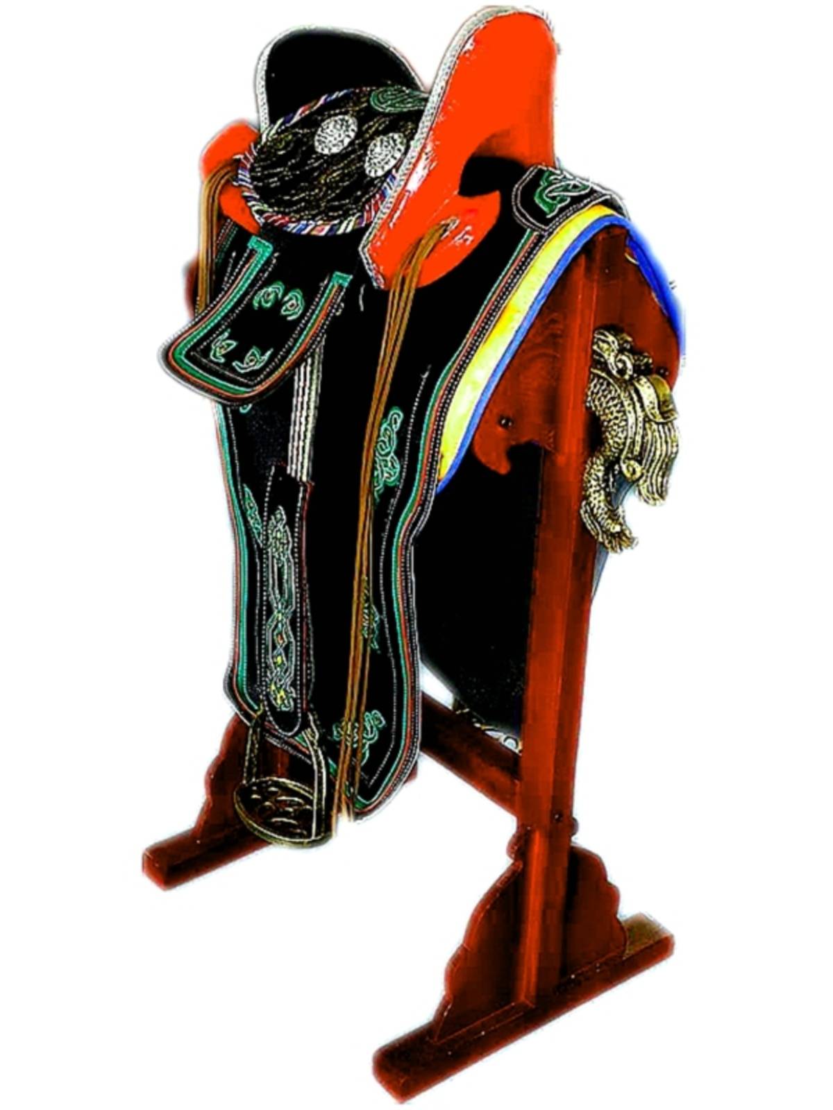 Inner Mongolia Crafts Saddle full set of horse cowhide new Malaysian tourist saddling pony rider products