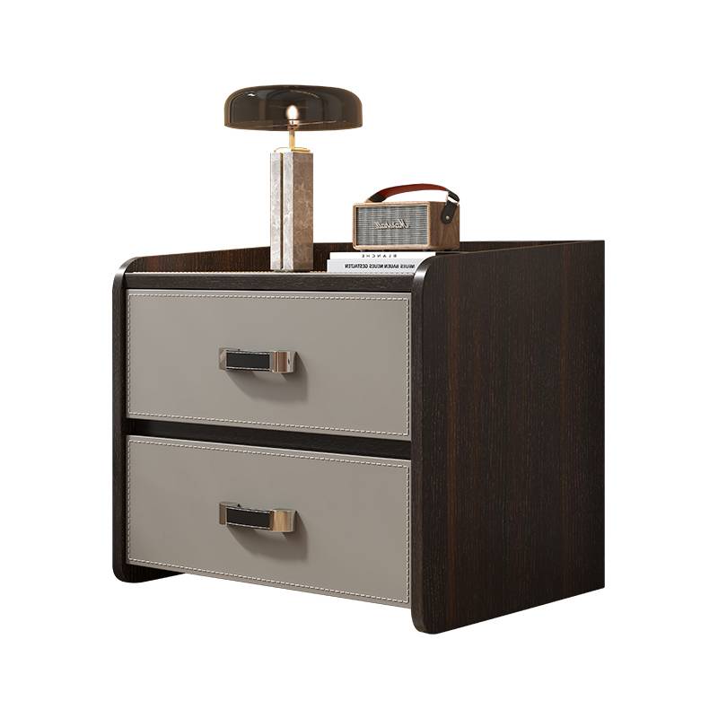 2024 new saddle leather bedside cabinet Simplified side cabinet light luxury high -level high -level sense home bedroom solid wood edge cabinet