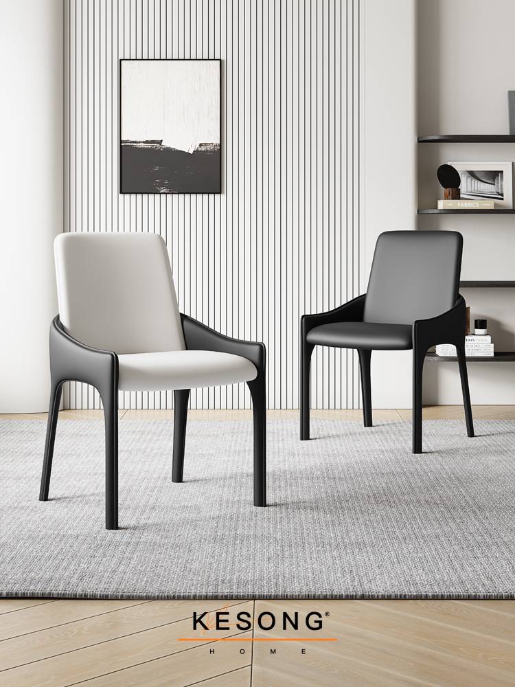 Italian minimalist saddling dining chair home light luxury restaurant chair designer saddling chair black pimper chair back chair