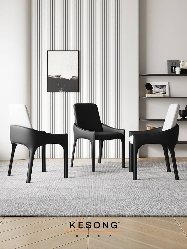 Italian minimalist saddling dining chair home light luxury restaurant chair designer saddling chair black pimper chair back chair