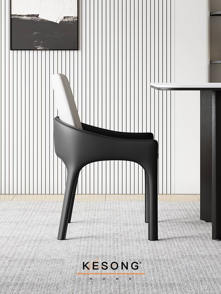 Italian minimalist saddling dining chair home light luxury restaurant chair designer saddling chair black pimper chair back chair