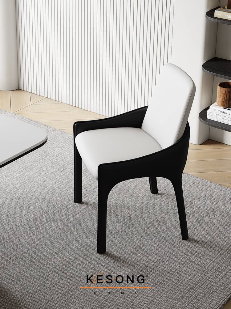 Italian minimalist saddling dining chair home light luxury restaurant chair designer saddling chair black pimper chair back chair