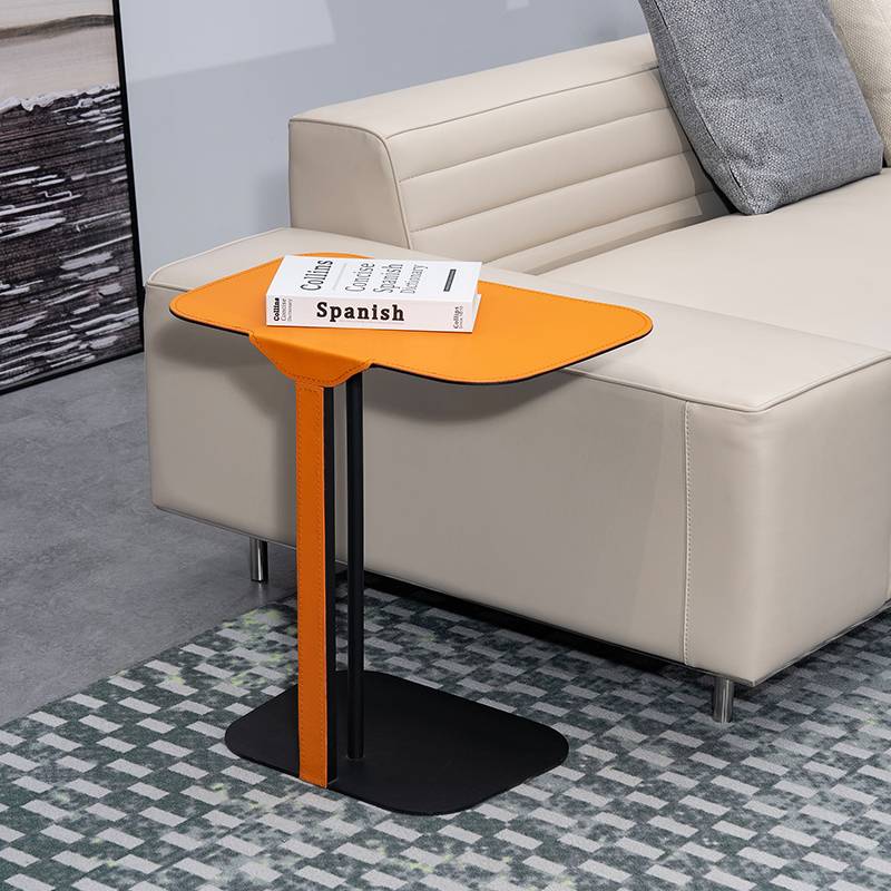 Sofa small side, light luxury high -end saddle leather standing shelf, bedroom bedroom suspended table living room living room balcony minimalist angle