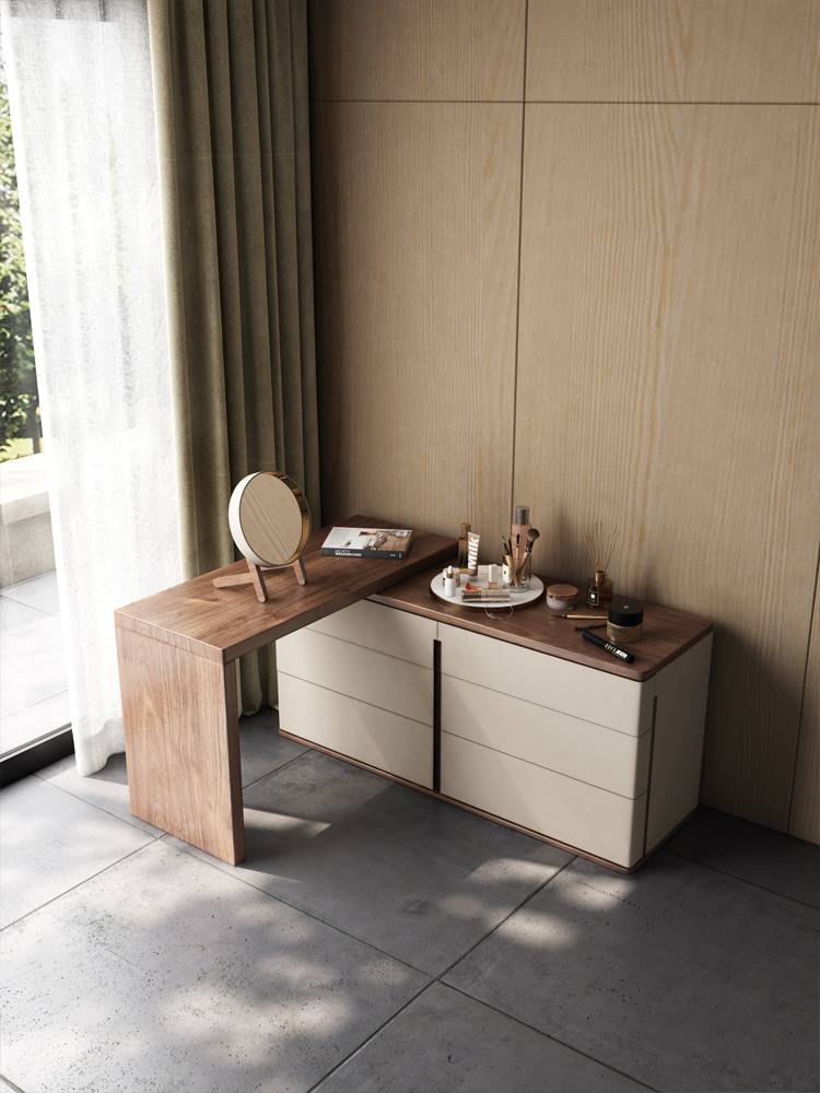 Damning table multifunctional mini -small apartment Nordic Solid Trojan cream all -in -one creamy wind can retractable makeup table