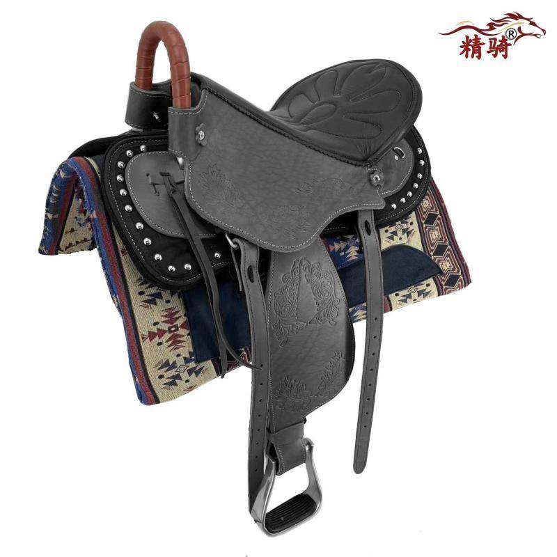 A big, durable saddle, black + full leather