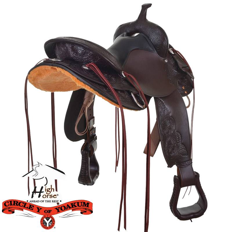 American CY's Highhorse Cowhide Carved Western Saddle Casual Wild Riding Saddle Western Equestrian Horse Horse