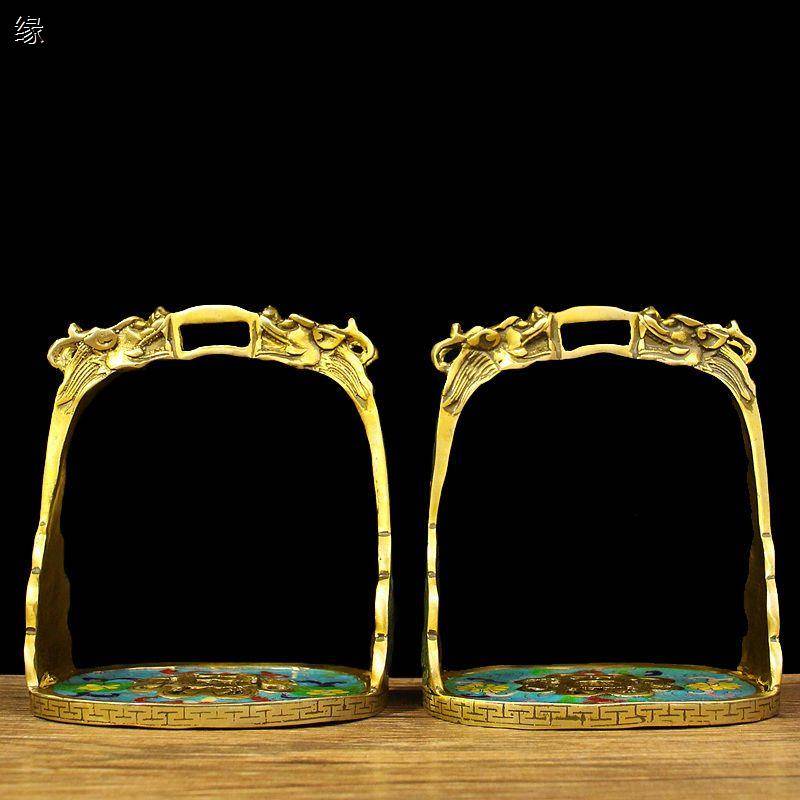 Pure copper horsema puppets, Jingtai Blue Copper Horse, a pair of leading horses and saddle accessories, horse back decoration furnishings