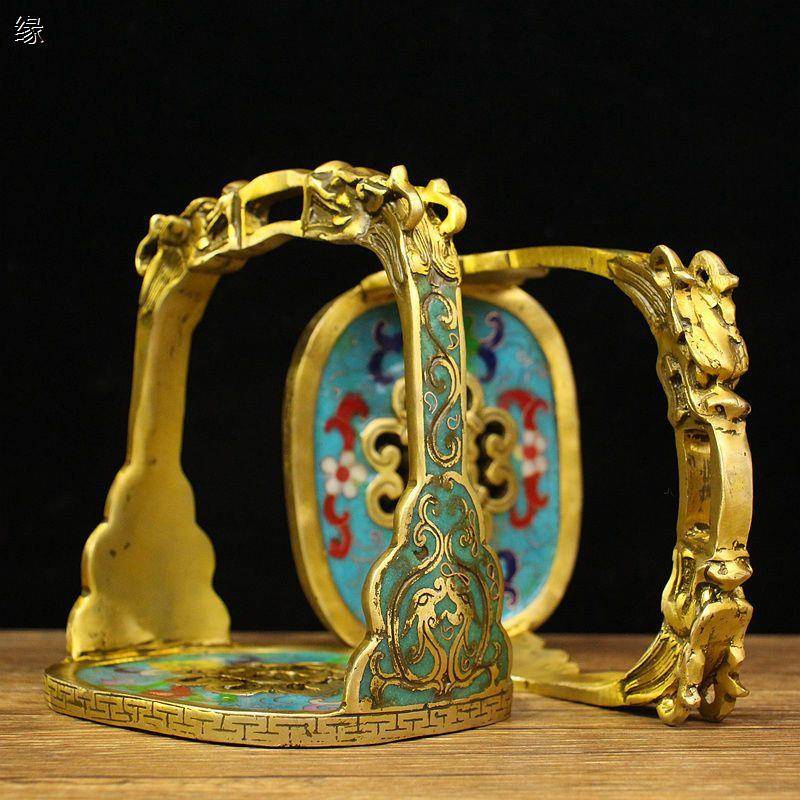 Pure copper horsema puppets, Jingtai Blue Copper Horse, a pair of leading horses and saddle accessories, horse back decoration furnishings