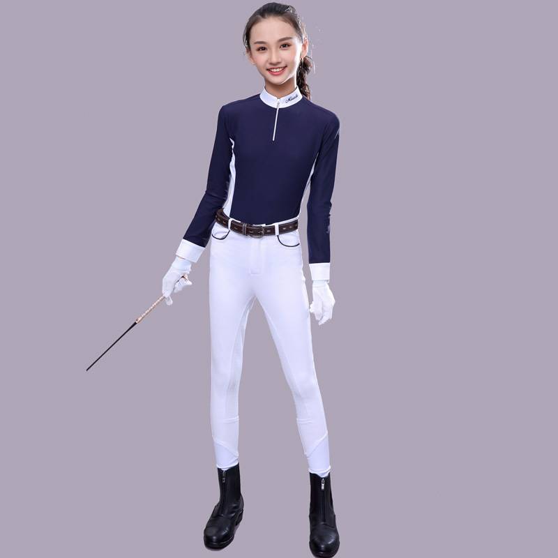 Summer fast -drying children's equestrian T -horse riding shirt Children's equestrian short sleeve top male girl riding equestrian clothing