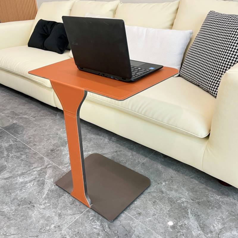 Italian light luxury saddle leather corner several creative iron art small coffee table high -level sense of simple and simple mobile square tables