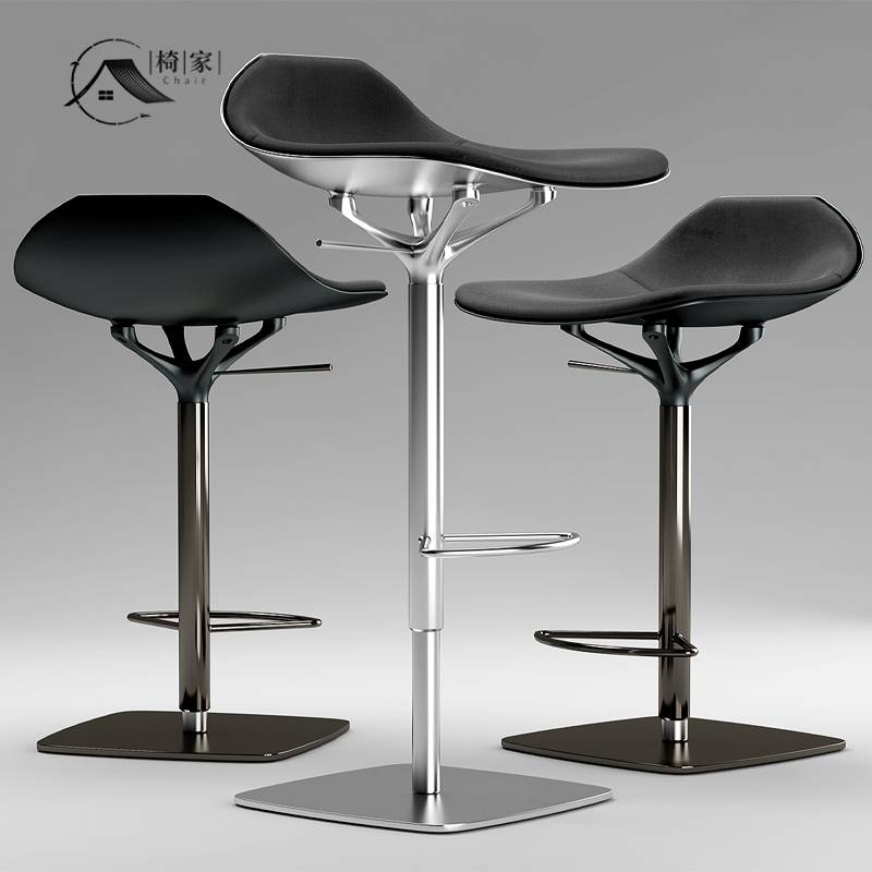 Simple design BOBOIS Roche stainless steel bar chair rotation rotation and rotation of the stool villa exhibition hall home dining chair