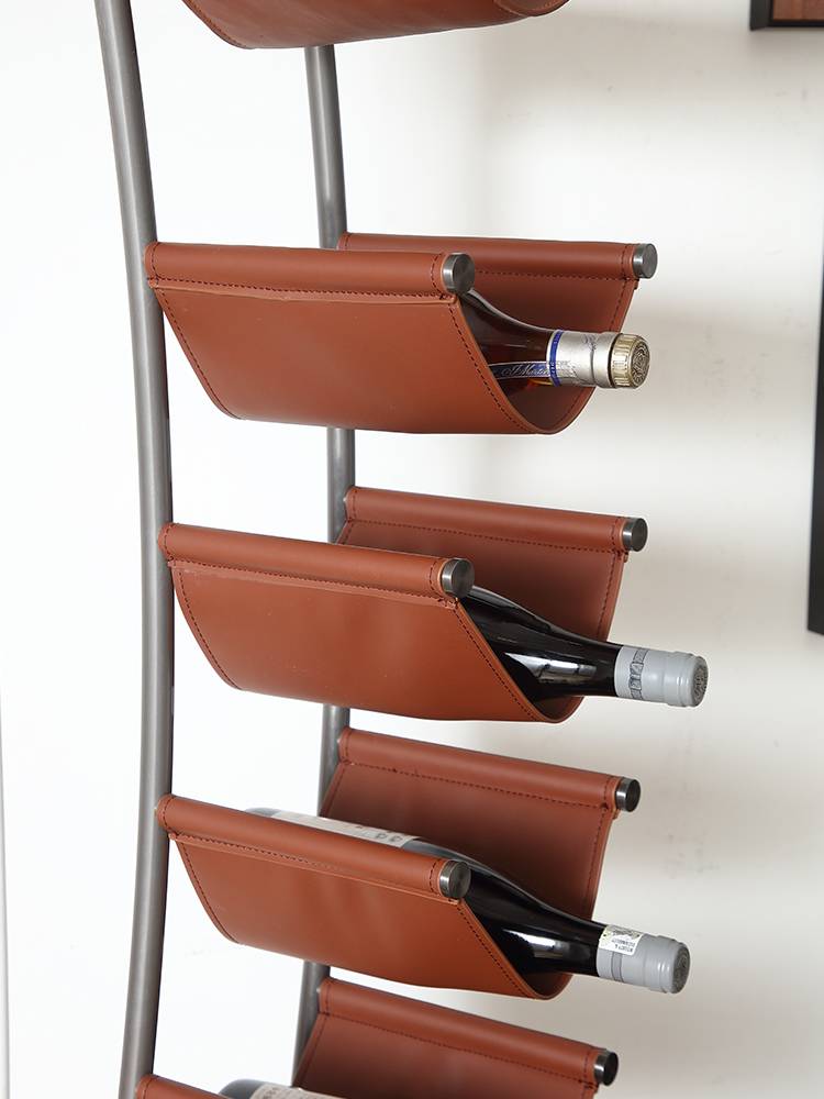 A display of modern, simple, stainless steel wine