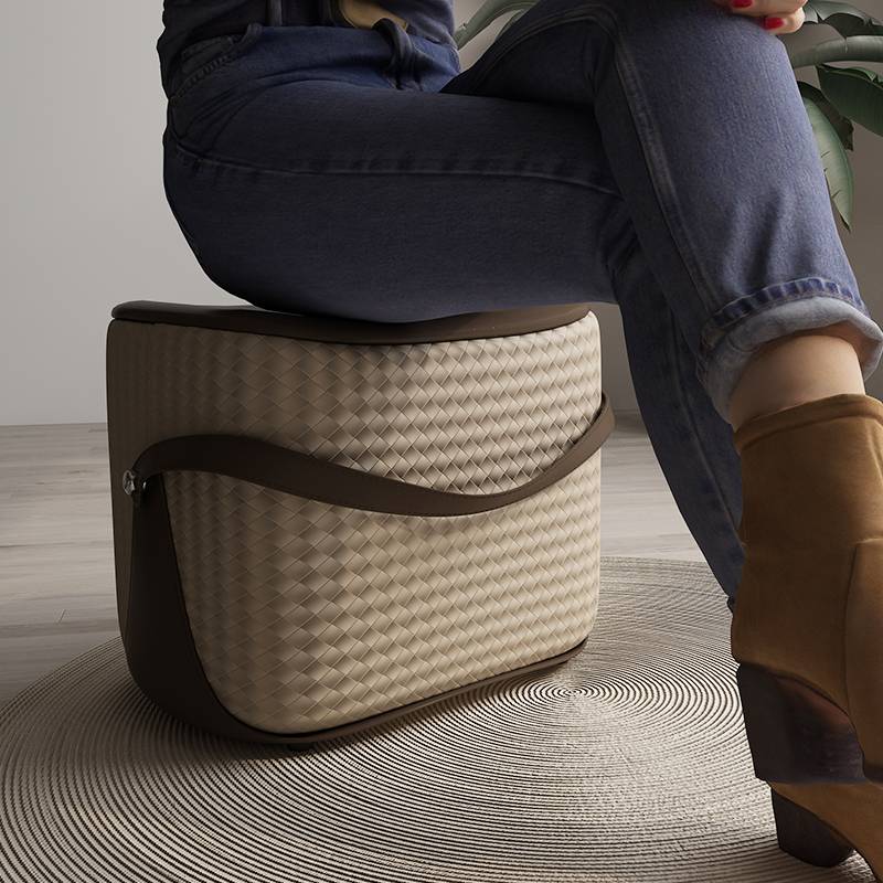 Moxi leather shoe stool house entrance door entrance, dwarf stool net red solid wood saddle stool living room coffee table stool foot stool