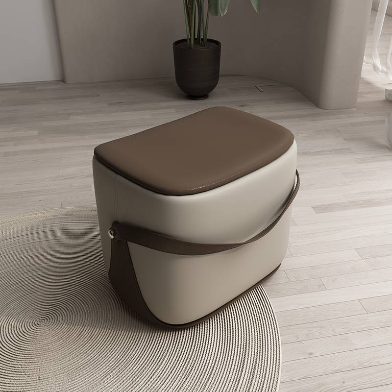 Moxi leather shoe stool house entrance door entrance, dwarf stool net red solid wood saddle stool living room coffee table stool foot stool
