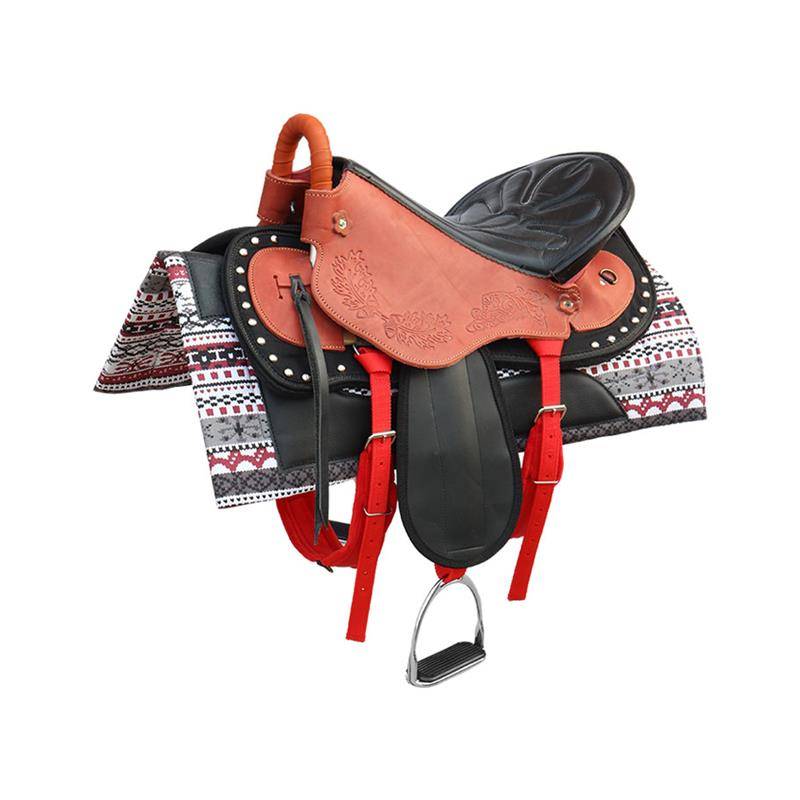 The new saddle horse with cowhide saddling full set of accessories carved endurance saddle tourists saddle size dwarf saddling