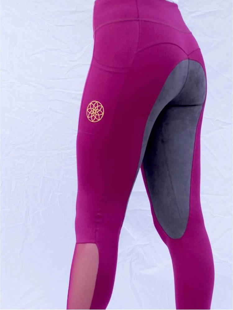 Women's equestrian sports leggings suede non -slip no sad saddle, fast -drying and breathable knight trousers purple red