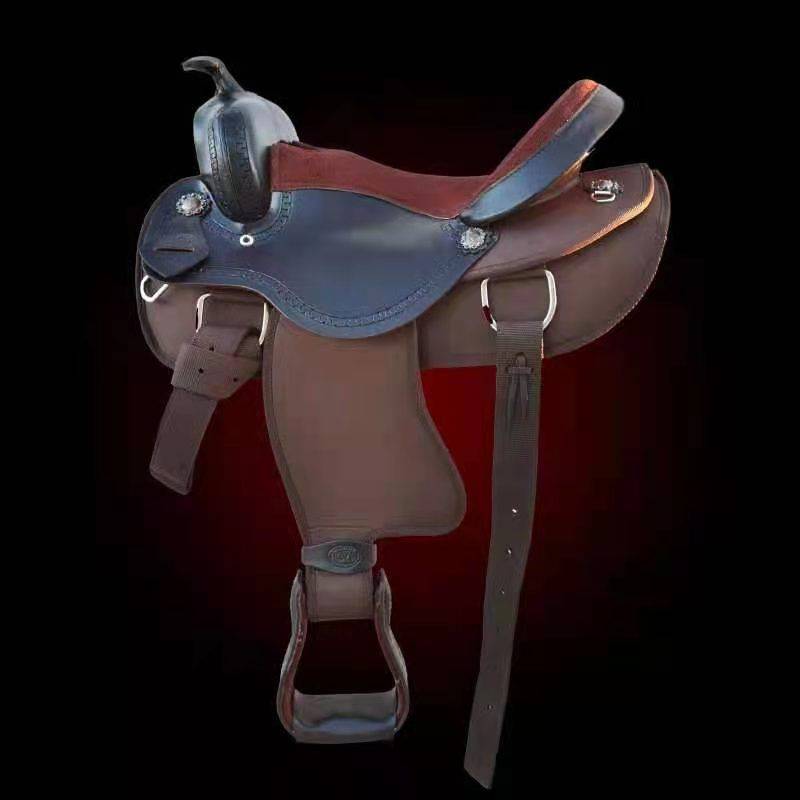 Full leather imported western saddle handmade carved cowhide saddle collection display horse riding equipment equestrian horse horses products