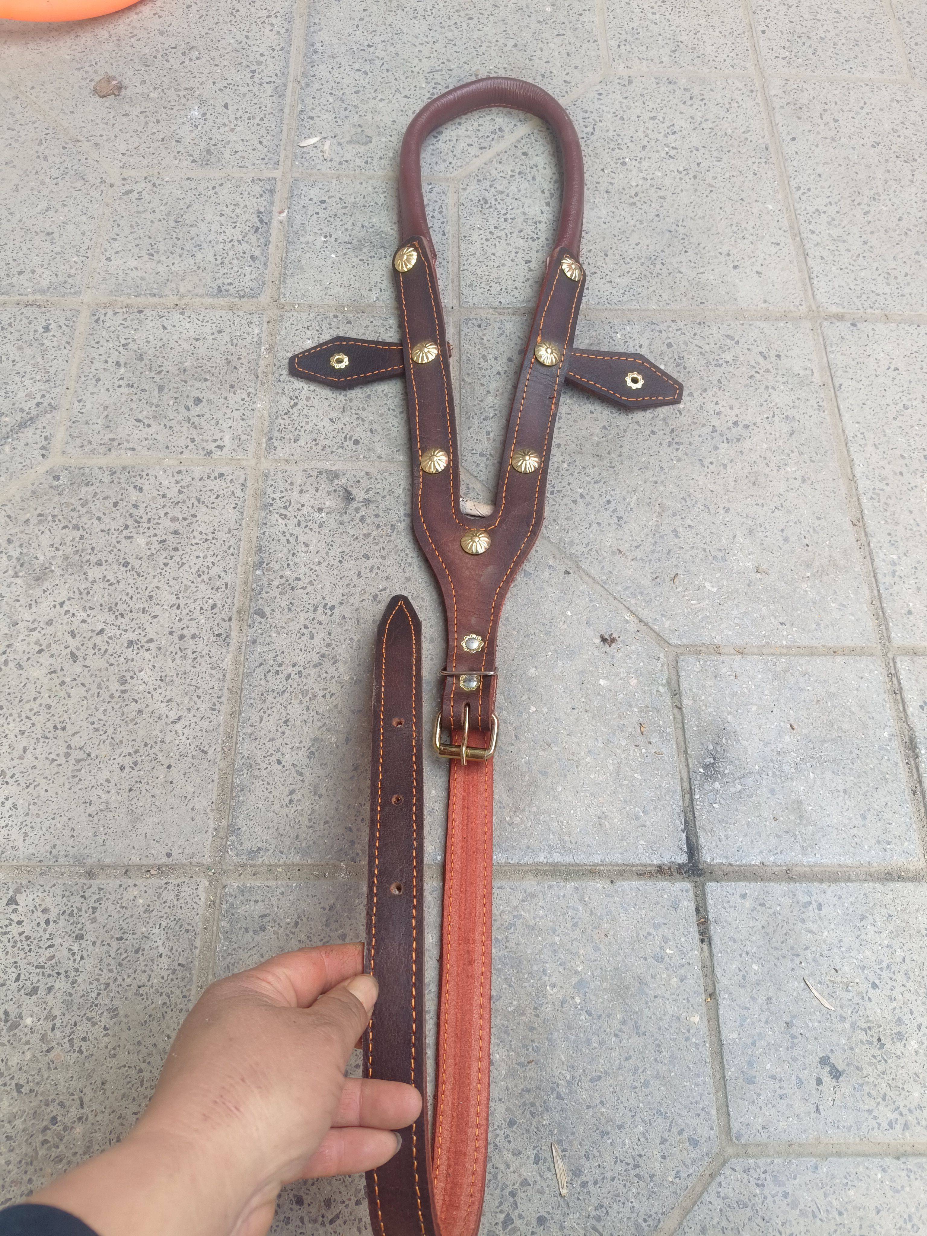 Pure cowhide ponytail can adjust the size of the size, handmade, durable horse horses horseshrops, autumn leather saddle accessories