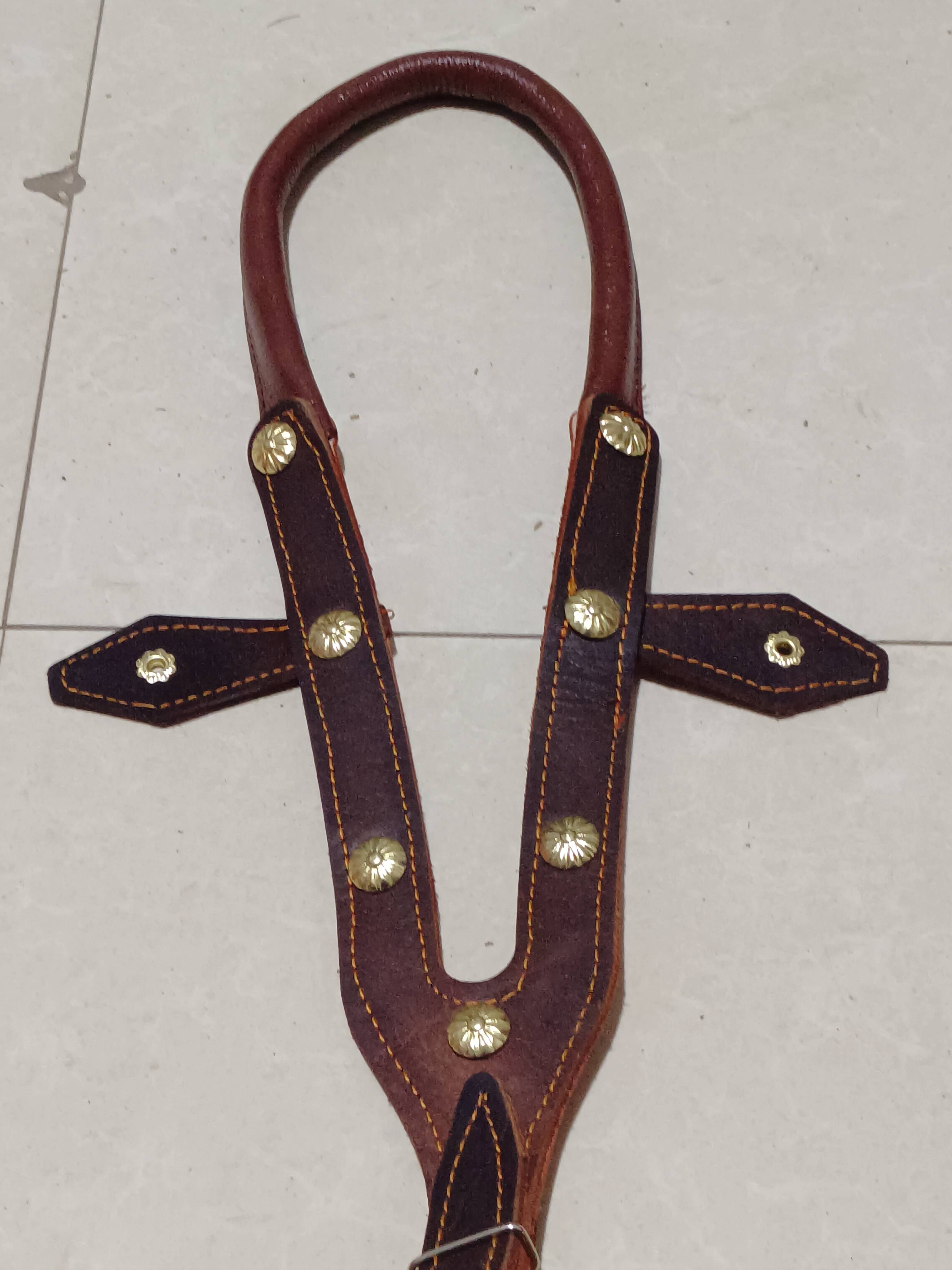 Pure cowhide ponytail can adjust the size of the size, handmade, durable horse horses horseshrops, autumn leather saddle accessories