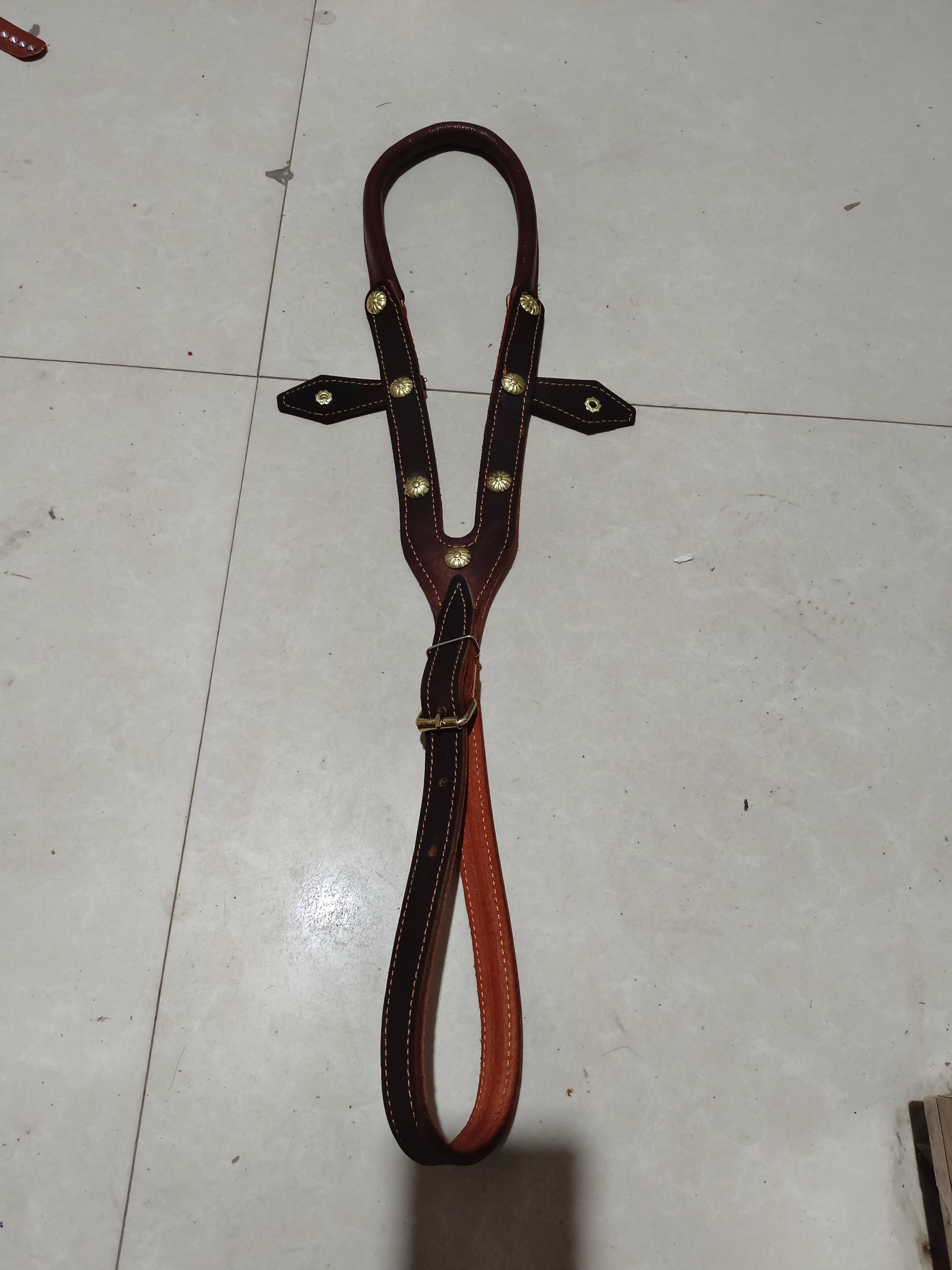 Pure cowhide ponytail can adjust the size of the size, handmade, durable horse horses horseshrops, autumn leather saddle accessories