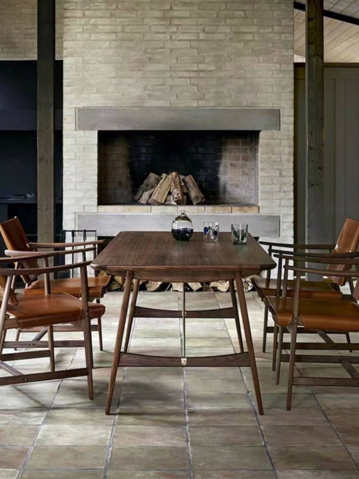 Denmark imported Carl Hansen & Søn designer saddling leather chair dining chair Light luxury inhwat wood back chair