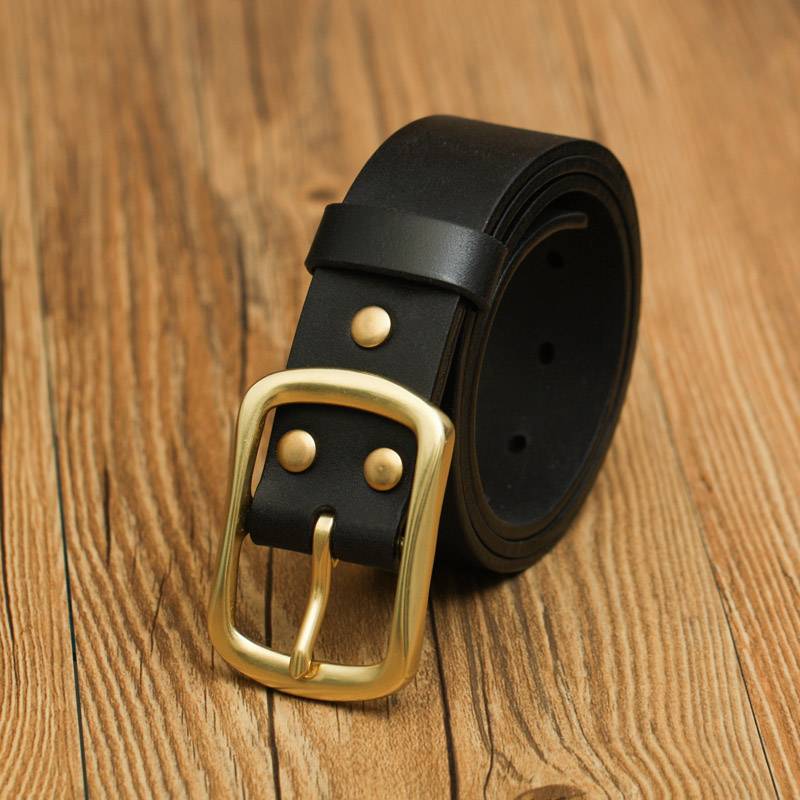 Micro -defect hand -customized the whole header of the header cowhide without mezzanine, copper buckle men's leisure leisure worker belt
