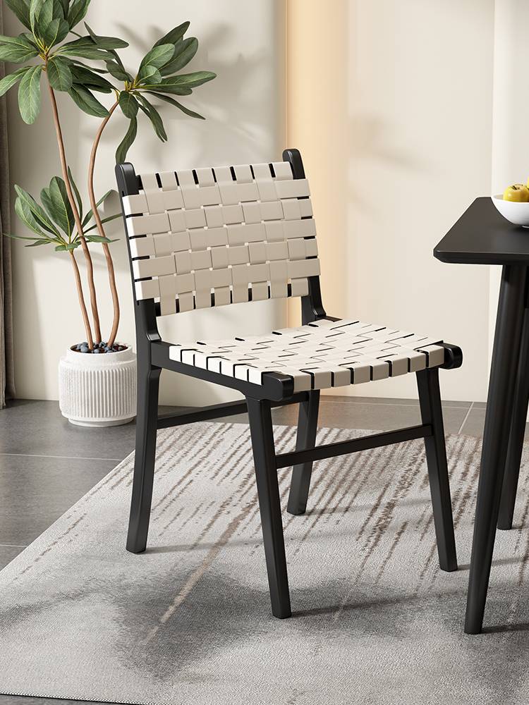 Chair solid wood back home with saddling leather dining chair 2024 new light luxury high -level leisure medium -old wood dining table and chair